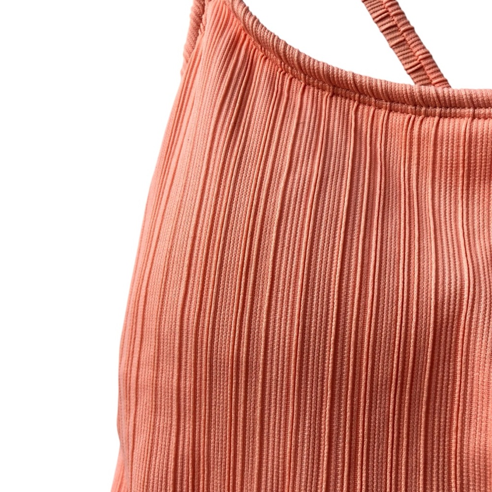 NWOT Xhilaration Tangerine Orange Peach Ribbed Backless One-Piece Swimsuit - Picture 15 of 16